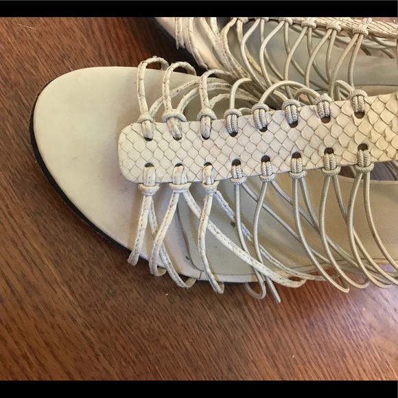 Gorgeous Cream Snakeskin Strappy Versace Heels - Picture 6 of 8